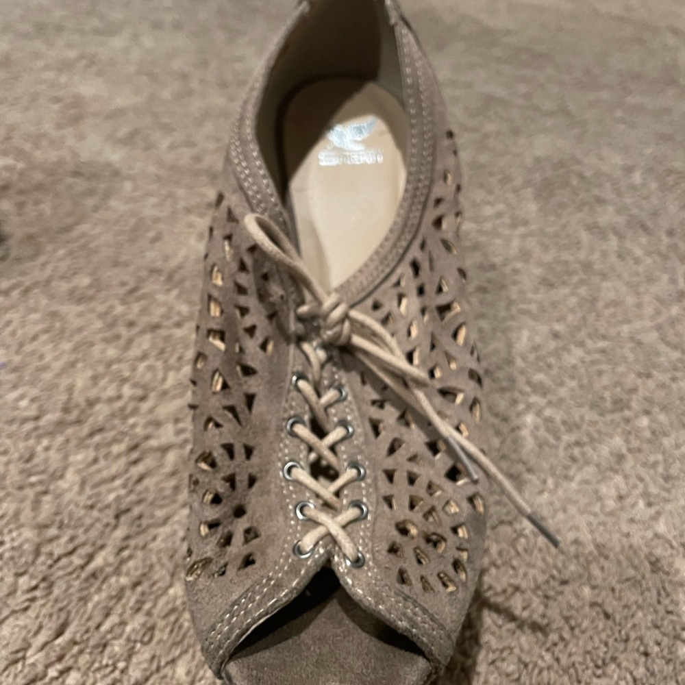 Shiekh Taupe Lace-Up Peep Toe Boots